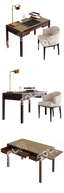 Title: Elegant Executive Desk Set 3D model image 2