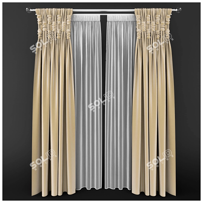 Elegant Pair of Decorative Curtains 3D model image 1