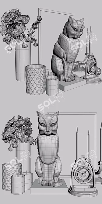 Eichholtz Decor Set: Art Deco, Clock, Candle Holder, Prints, Scented Candles 3D model image 3