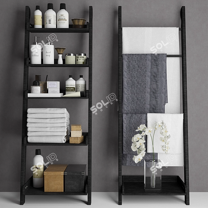 Elegant 5-Piece Bathroom Set 3D model image 1