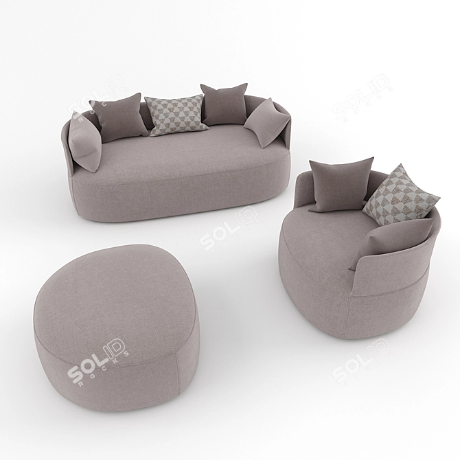 Plush Comfort: Fat Sofa & Armchair 3D model image 2