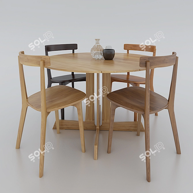 Elegant KIZASHI Dining Set 3D model image 1