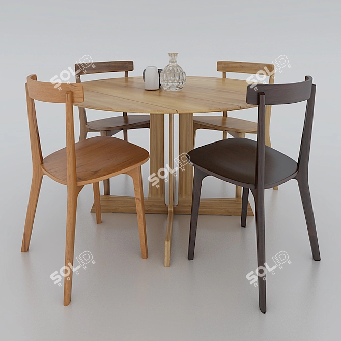 Elegant KIZASHI Dining Set 3D model image 2