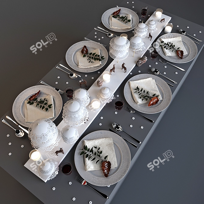 Sparkling Reindeer Table Setting 3D model image 1