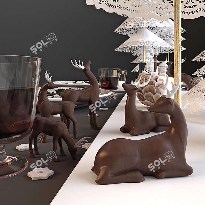 Sparkling Reindeer Table Setting 3D model image 2