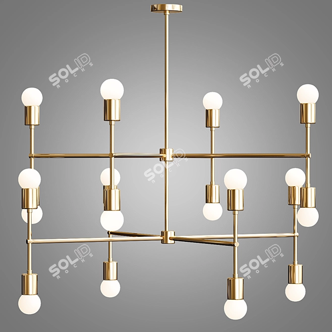 Vintage Brass Chandelier- Park Studio 3D model image 1