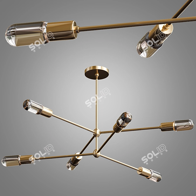 Elegant Brass Reef Chandelier 3D model image 1