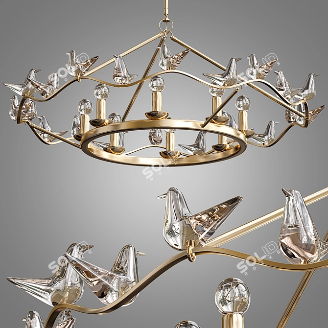 Elegant Dove Chandelier 3D model image 1