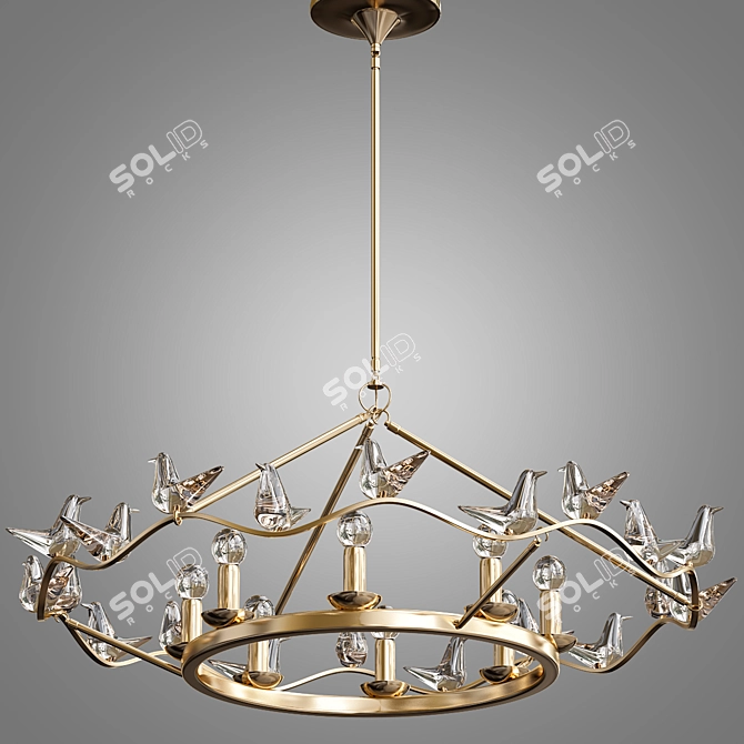 Elegant Dove Chandelier 3D model image 2