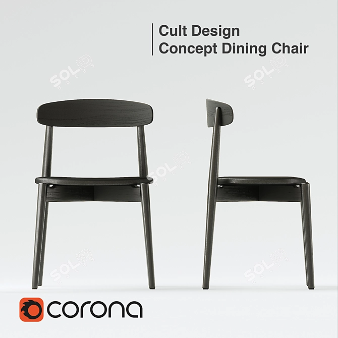 Modern Cult Dining Chair 3D model image 2