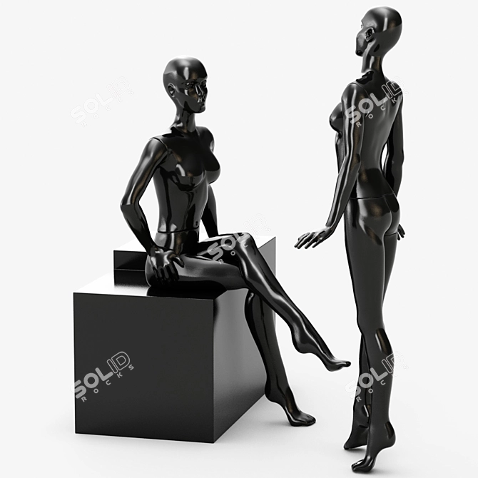 Glossy Female Mannequin: Detachable Torso, Hands, Legs 3D model image 3