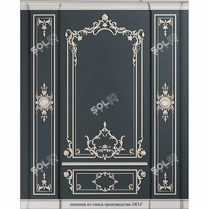 Gypsum Frame Kit: Elegant Wall Decor 3D model image 1