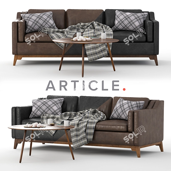 Modern Worthington Armchair & Amoeba Coffee Table 3D model image 1