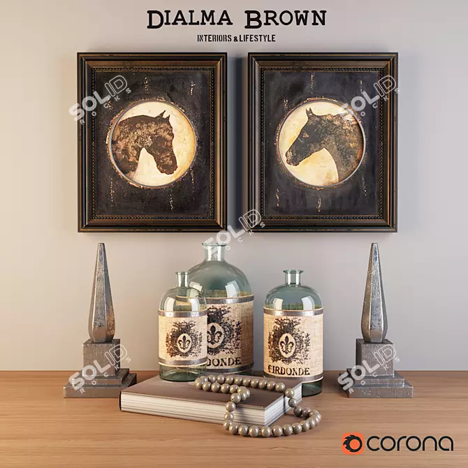 Dialma Brown Decor Set: Timeless Elegance 3D model image 1