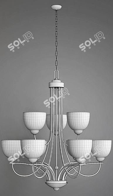 Bronze Bennington 9-Light Chandelier 3D model image 3