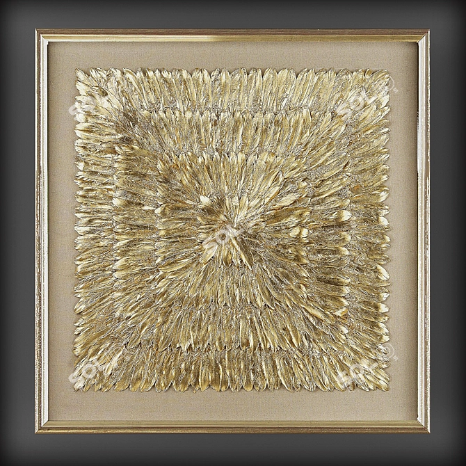 Gold Feather Spaturral Wall Art 3D model image 1