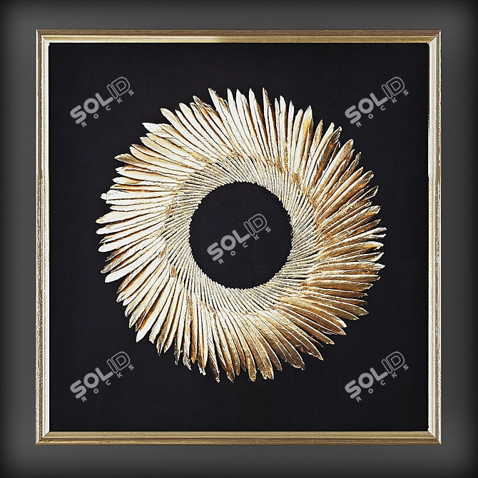 Gold Feather Spaturral Wall Art 3D model image 2