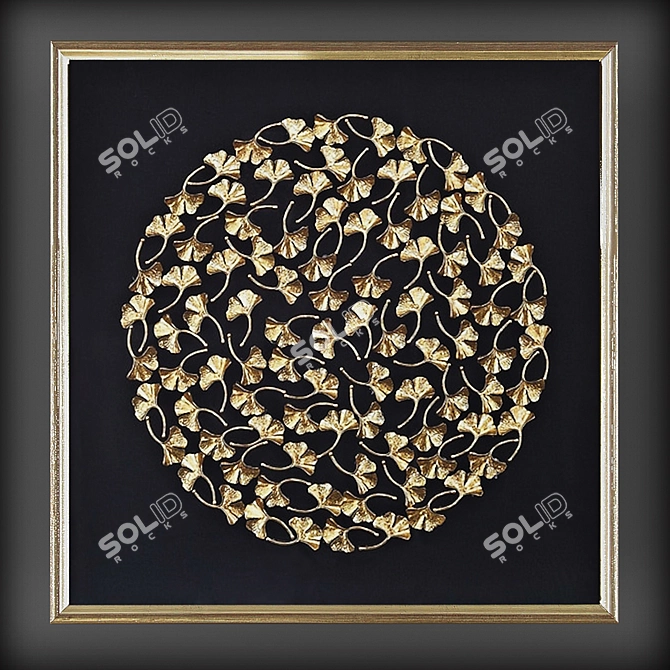 Gold Feather Spaturral Wall Art 3D model image 3