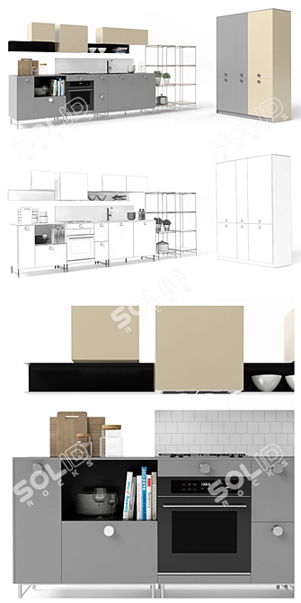 Fjord Customizable Kitchen: Sleek Design, Endless Options 3D model image 2