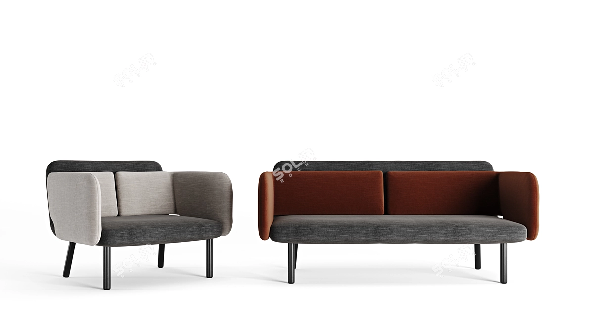 Modern Twin Seating Set 3D model image 2