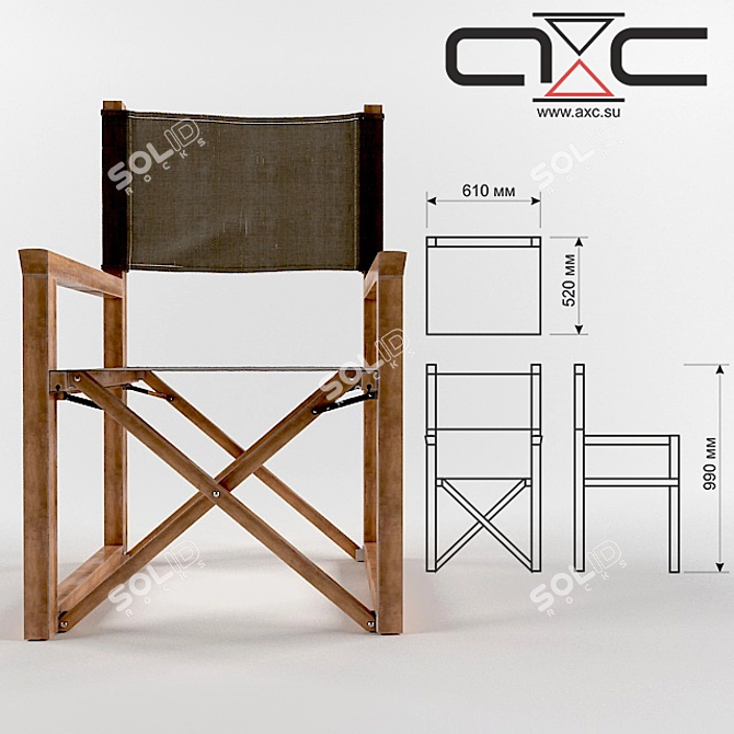 Modern Folding Wooden Chair 3D model image 2