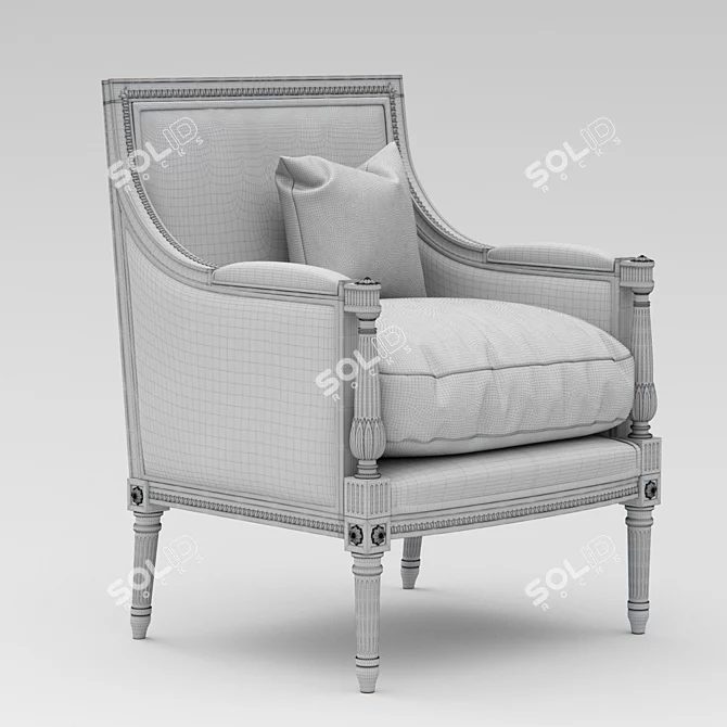 Elegant Minerva Bergere Armchair 3D model image 3