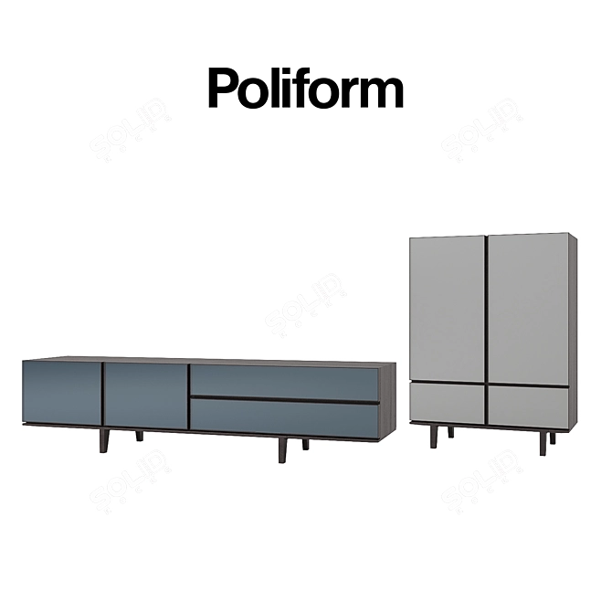 Poliform Pandora: Stylish Comod and Wardrobe Set 3D model image 1