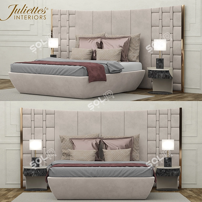 Luxury Italian Leather Bed 3D model image 1