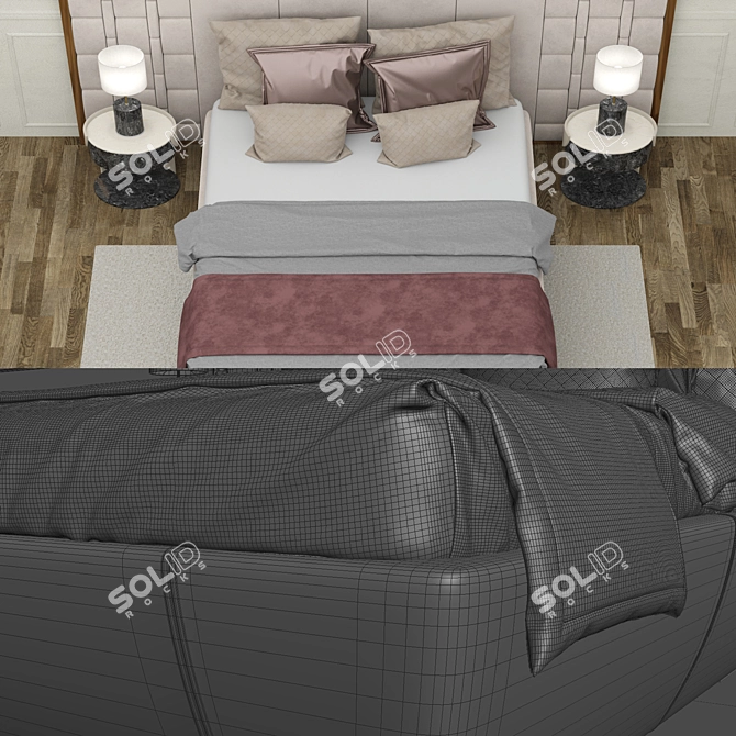 Luxury Italian Leather Bed 3D model image 3