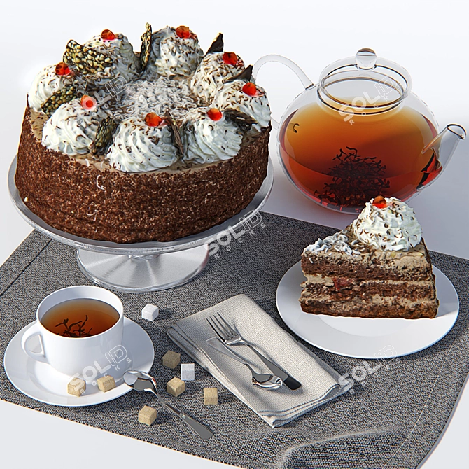 Sliced Delight: Cake and Slice 3D model image 1