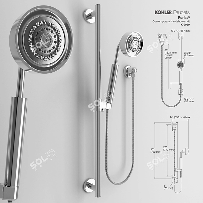 Luxury Shower Kohler K-9059 3D model image 1
