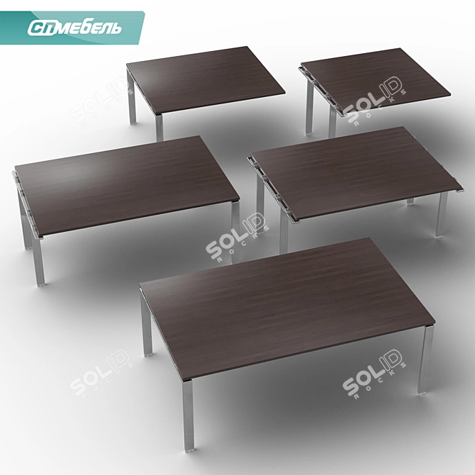 Title: Bent Executive Meeting Tables 3D model image 1