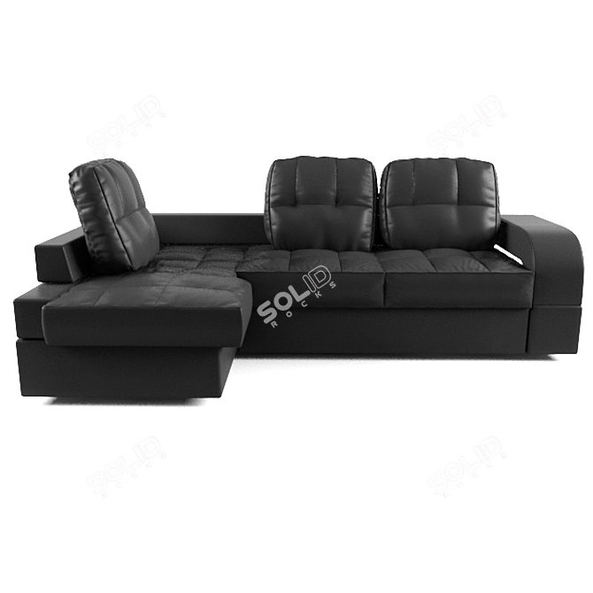 Italian Leather Corner Sofa 3D model image 2