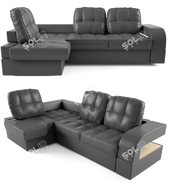 Italian Leather Corner Sofa 3D model image 3