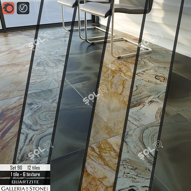 Italian Quartzite: Galleria of Stone Set 3D model image 2