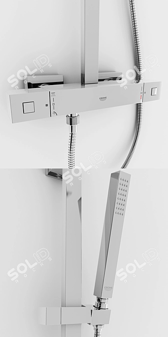 Stylish Grohe Cube Shower System 3D model image 2