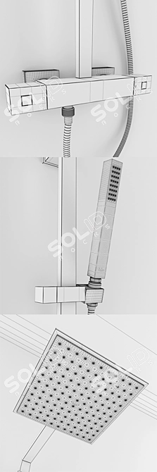 Stylish Grohe Cube Shower System 3D model image 3