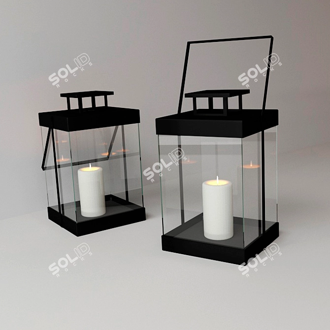 Modern Nordic Hurricane Lantern 3D model image 1