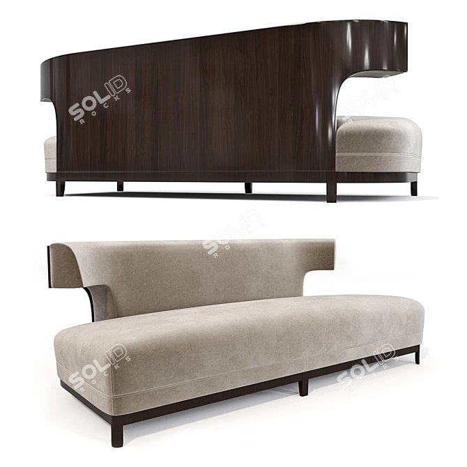 Grace Wood Sofa: Elegant and Stylish 3D model image 1