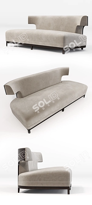 Grace Wood Sofa: Elegant and Stylish 3D model image 2