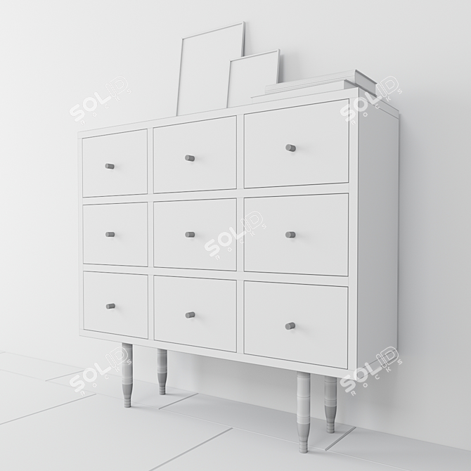 Elegant Ash Sideboard with Oak and Copper Legs 3D model image 3
