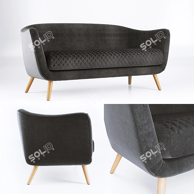 Contemporary Flick Marl Grey Sofa 3D model image 1