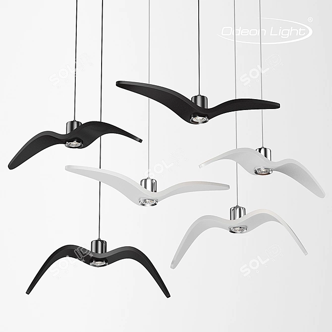 VOLO Suspension Light: Chrome/ White or Chrome/ Black 3D model image 1