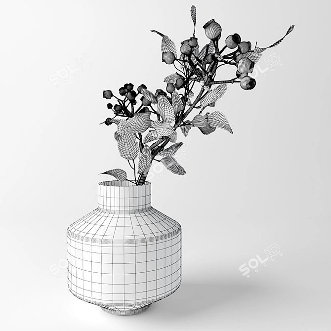 Elegant Eucalyptus Branch in Vase 3D model image 3