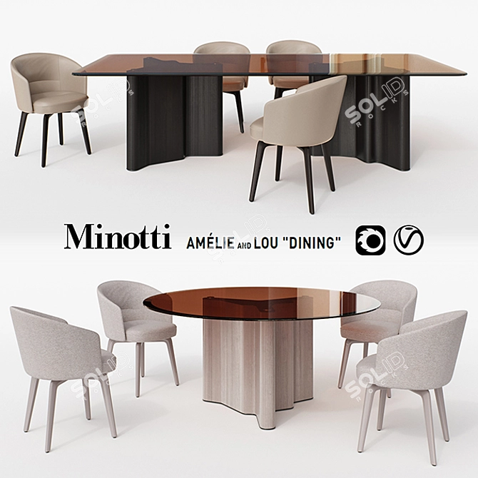 Minotti Amelie and Lou Dining Set 3D model image 1