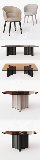 Minotti Amelie and Lou Dining Set 3D model image 2