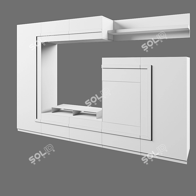 Modern Glossy Glass TV Stand 3D model image 2