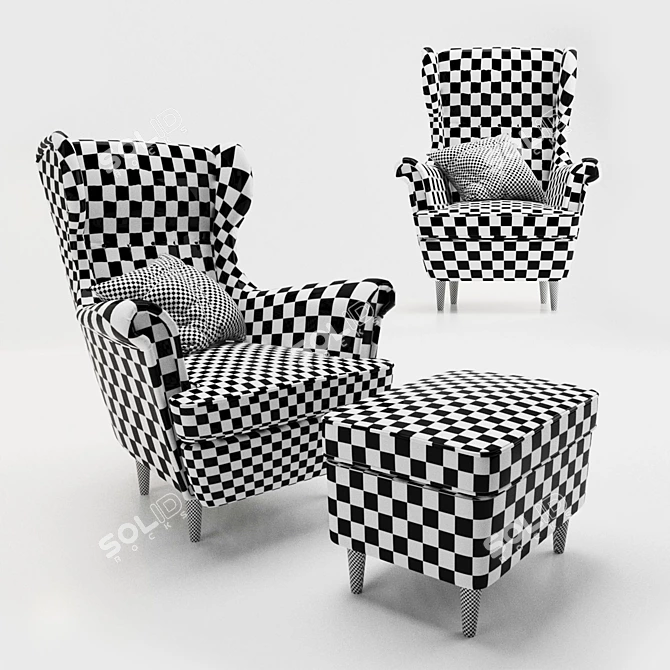Seamless Comfort: STRANDMON Armchair & Footstool 3D model image 3