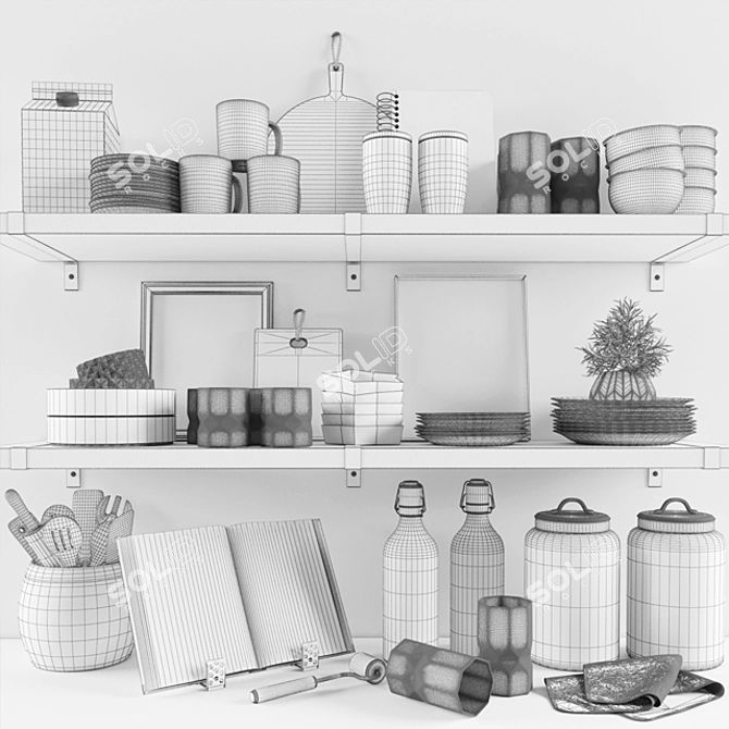 Title: Modern Kitchen Decor Set 3D model image 2