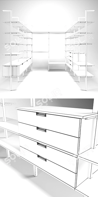 Modular Shelving System ONE 3D model image 2